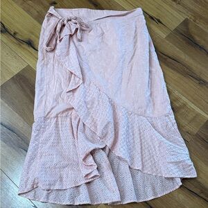 Lane Bryant Peach Ruffle Midi Skirt